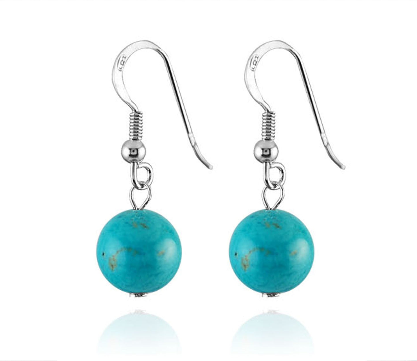 Boucles D'Oreilles Argent 925 Howlite Turquoise