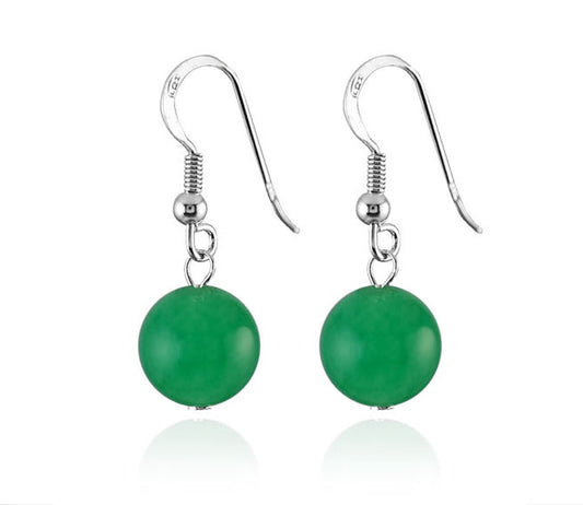 Boucles D'Oreilles Argent 925 Jade Reconstitue