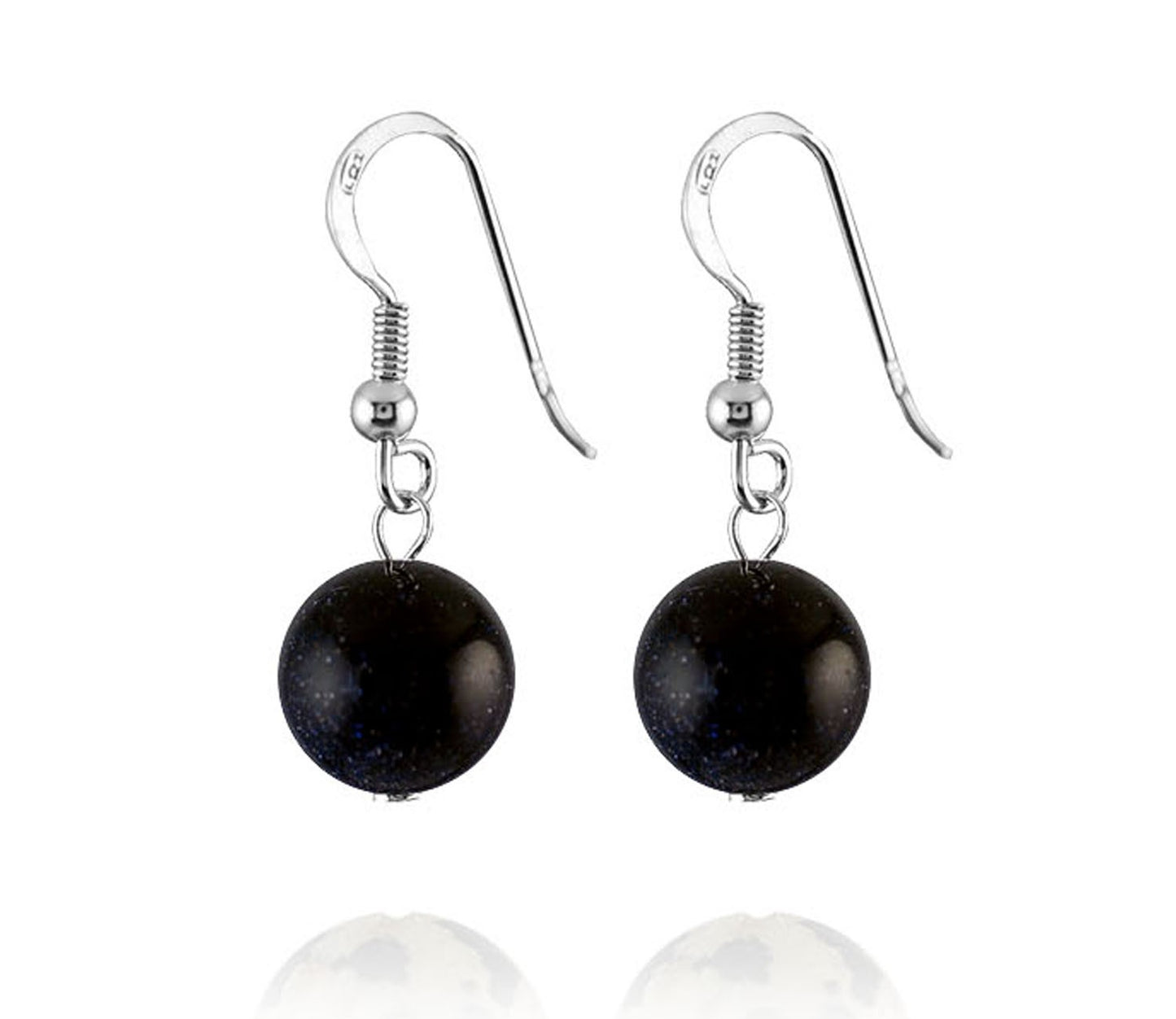 Boucles D'Oreilles Argent 925 Pierre De Sable Bleu