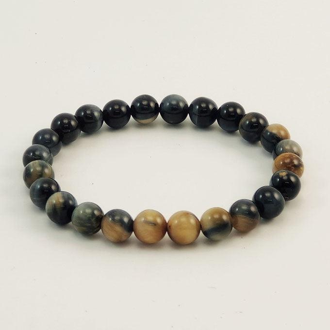 Bracelet Pierre Naturelle Oeil De Tigre Reflets Bleus Dorés