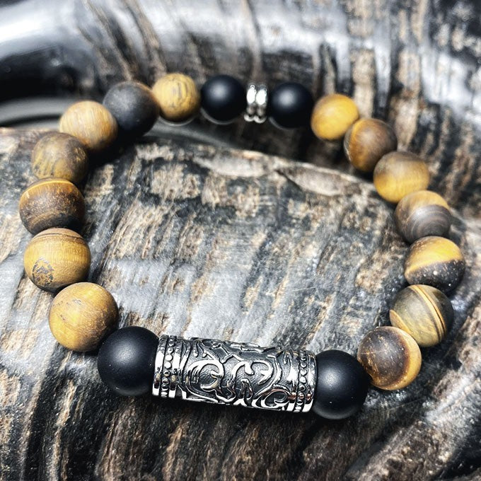 Bracelet Homme Pierre Naturelle Et Acier