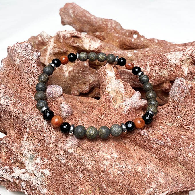 Bracelet Homme Acier Et Pierre Naturelle