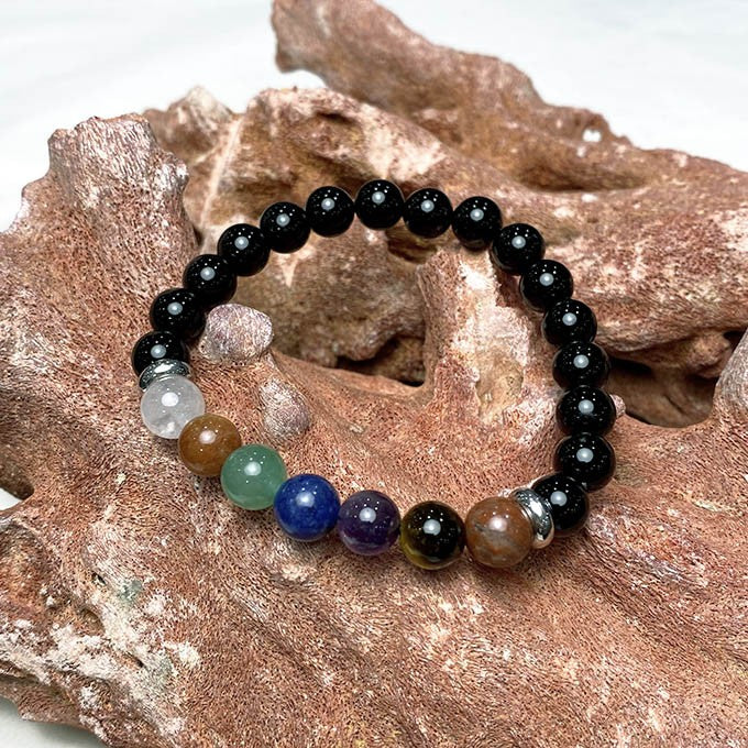 Bracelet 7Chakra En Onyx Noir