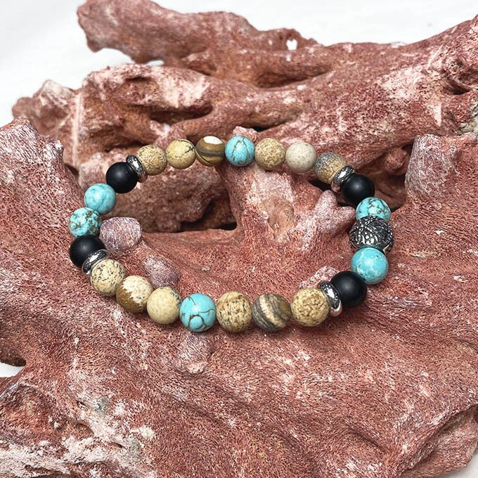 Bracelet Homme Pierre Naturelle Et Acier