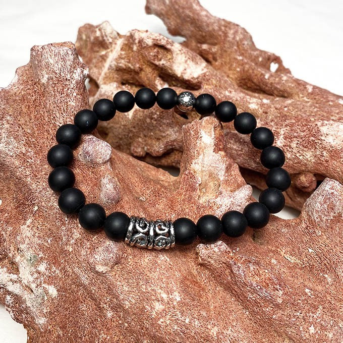 Bracelet Homme Pierre Naturelle Et Acier
