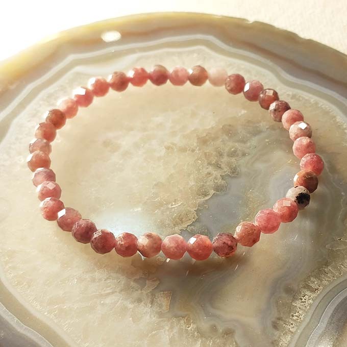 Bracelet Pierre Naturelle Tourmaline Rose Facettée