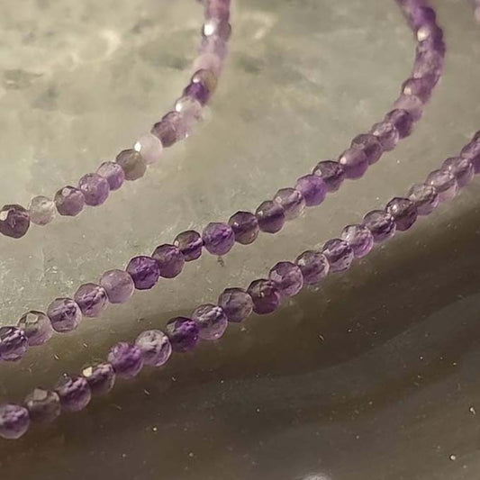 Collier Amethyste Facettée Avec Mousqueton En Acier