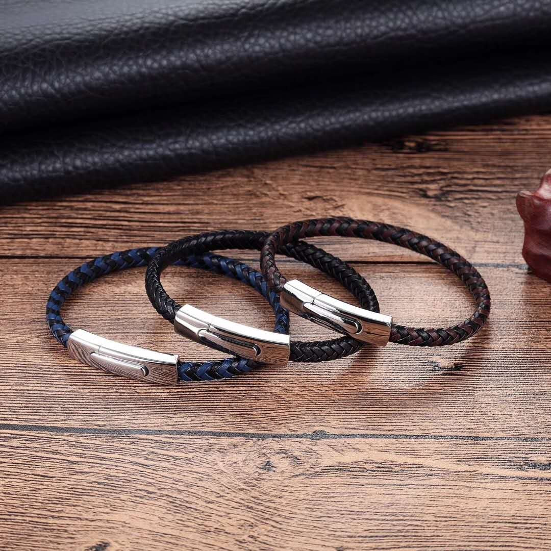 Bracelet Homme Cuir Et Acier
