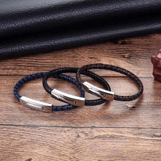 Bracelet Homme Cuir Et Acier
