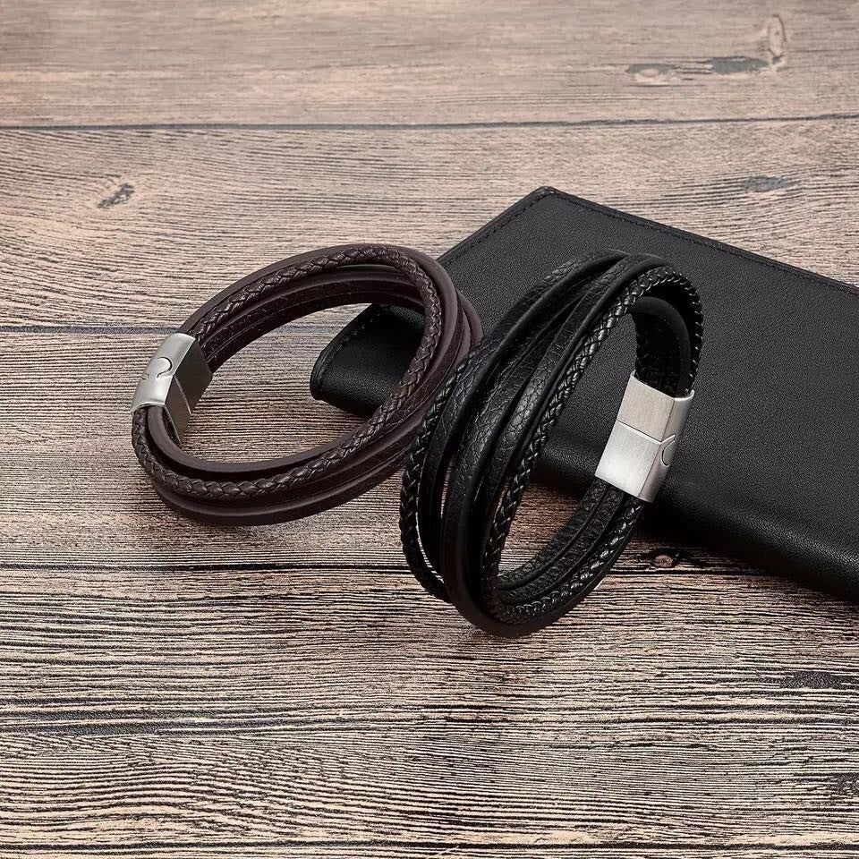 Bracelet Homme Cuir Et Acier