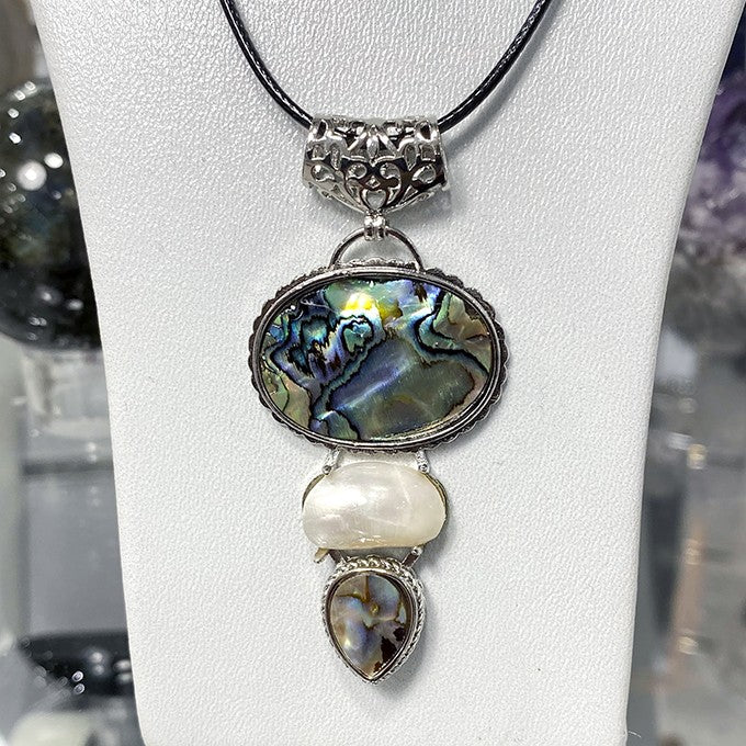 Pendentif Laiton Et Nacre Abalone