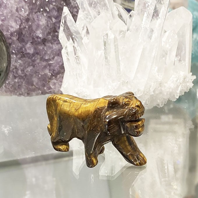 Lion Objet Décoratif En Oeil De Tigre