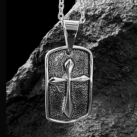 Pendentif Acier Inoxydable Plaque Croix
