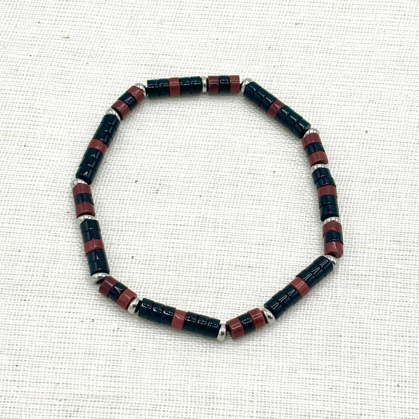 Bracelet Homme Pierre Naturelle Et Acier Inoxydable Blanc