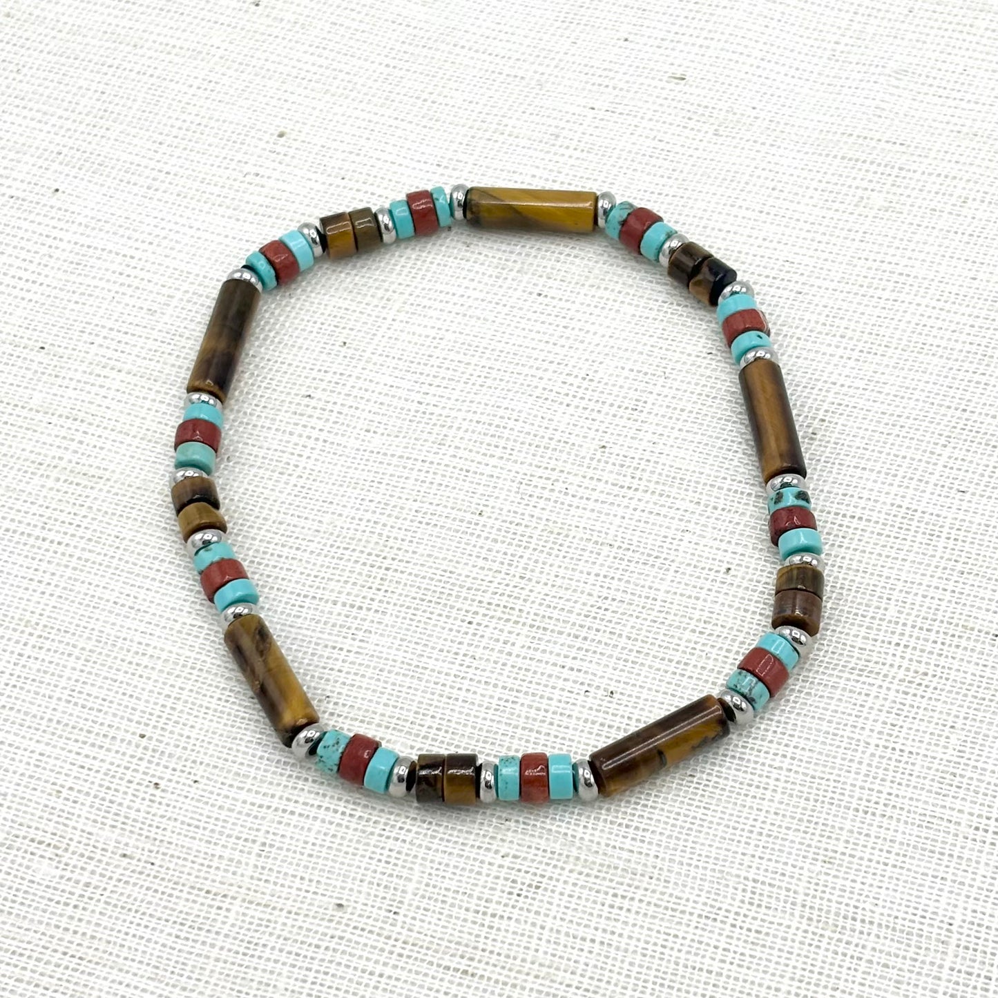Bracelet Homme Pierre Naturelle Et Acier Inoxydable