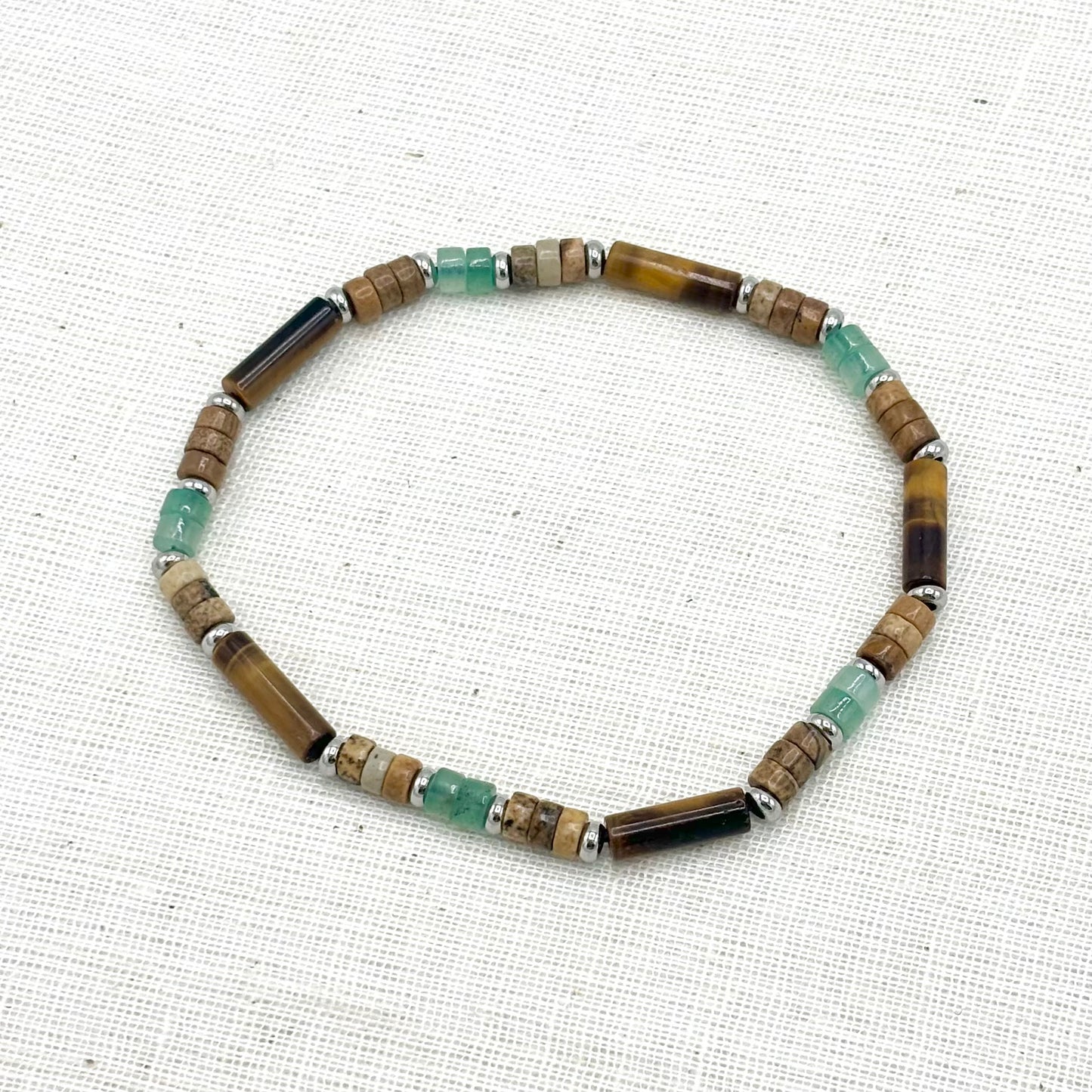 Bracelet Homme Pierre Naturelle Et Acier Inoxydable