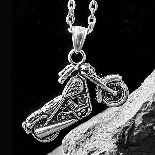 Pendentif Acier Inoxydable Moto Tête De Mort