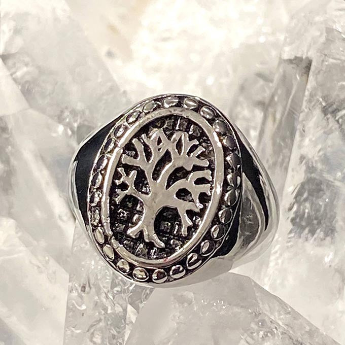 Bague Chevalière Acier Inoxydable Arbre De Vie