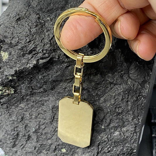 Porte-Clé En Acier Inoxydable Doré Plaque