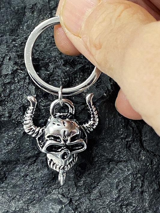 Porte-Clé En Acier Inoxydable Tête De Mort