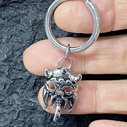 Porte-Clé En Acier Inoxydable Tête De Mort