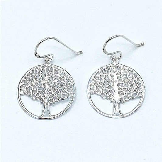 Boucles D'Oreilles Argent 925 Massif Arbre De Vie