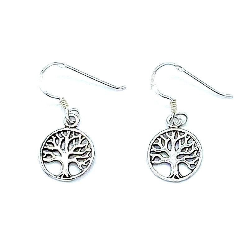 Boucles D'Oreilles Argent Rhodié Arbre De Vie 1.3G
