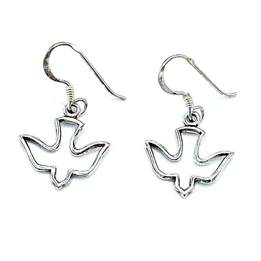 Boucles D'Oreilles Colombes Argent Rhodié 1.3G