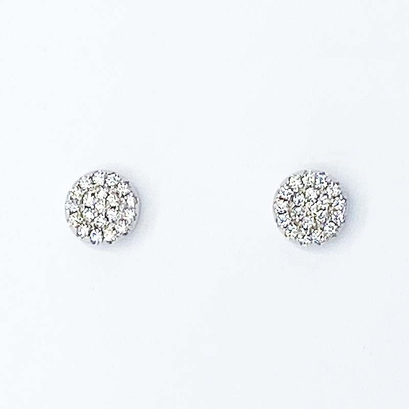 Boucles D'Oreilles Argent Rhodié Oxyde Zirconium Rondes 0.8G