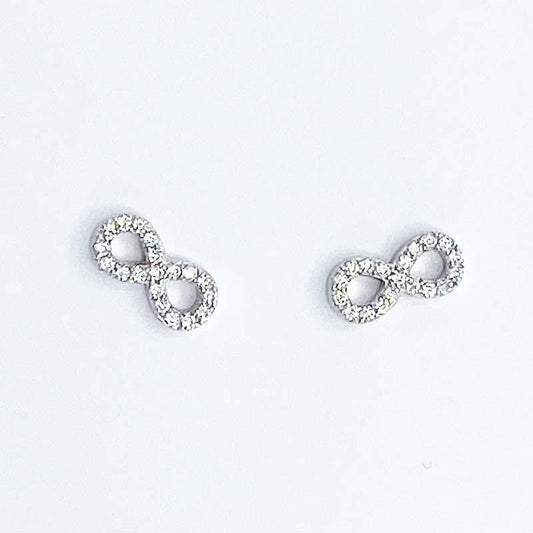 Boucles D'Oreilles Argent Rhodié Oxyde Zirconium Signe Infinie 0.8G