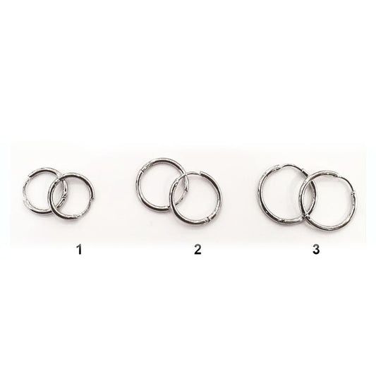 Boucles D'Oreilles Acier Inoxydable Créole Fine À Click