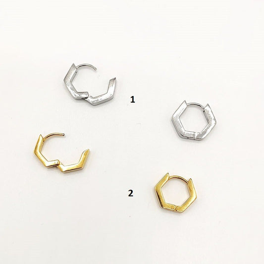 Boucles D'Oreilles Acier Inoxydable Créole Hexagone