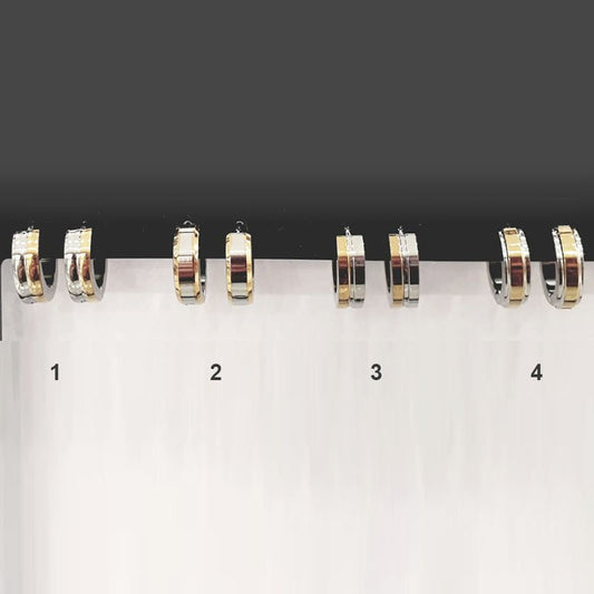 Boucles D'Oreilles Acier Inoxydable Créole Bicolores