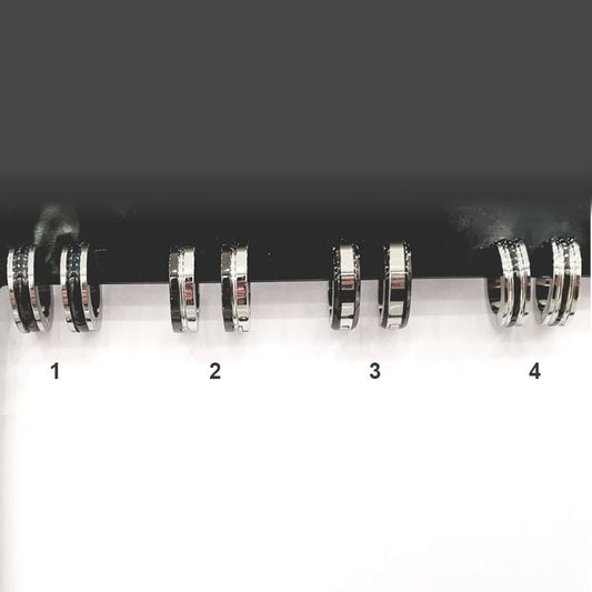 Boucles D'Oreilles Acier Inoxydable Créole Bicolores Noir