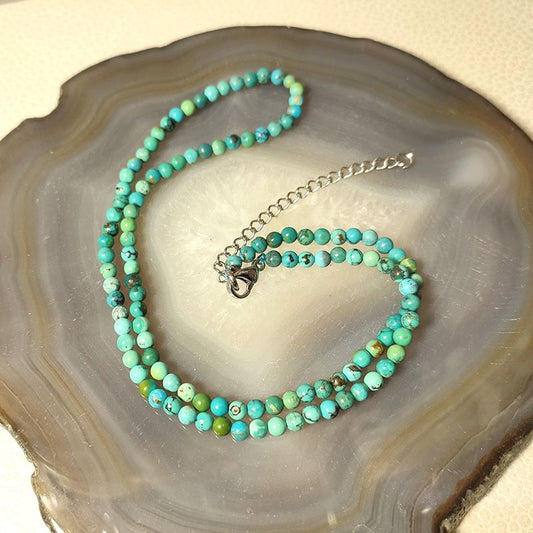 Collier Turquoise Fermoir En Acier Inoxydable