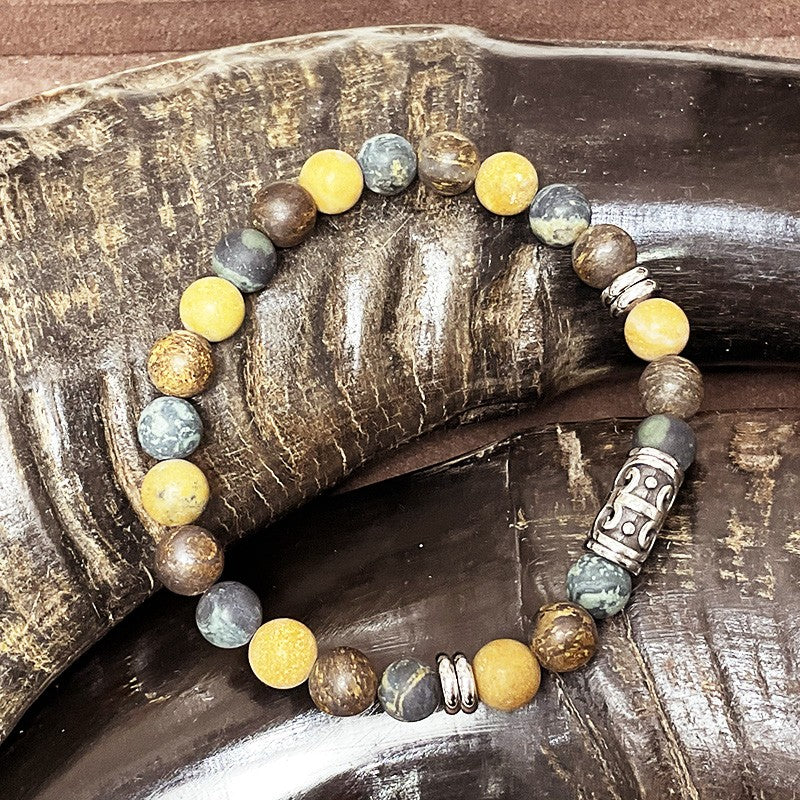 Bracelet Homme Pierre Naturelle Et Acier
