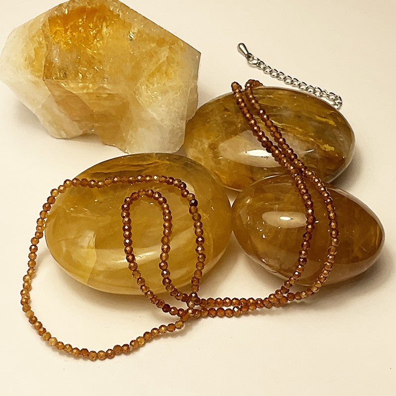 Collier Et Bracelet Pierre Naturelle Grenat Cognac
