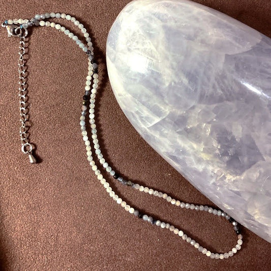 Collier Aigue Marine En Facetté Fermoir En Acier