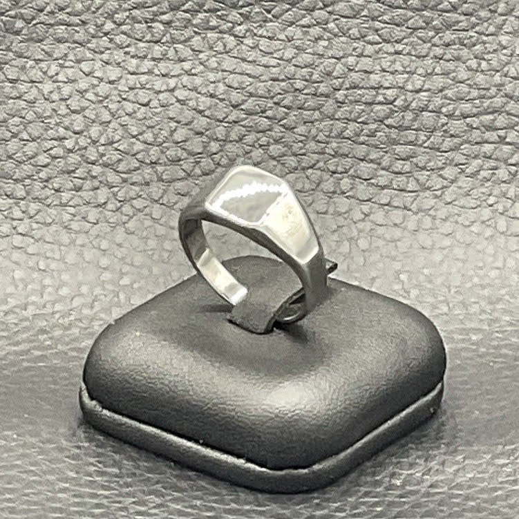 Bague Chevalière En Acier Petit Plaque Carée