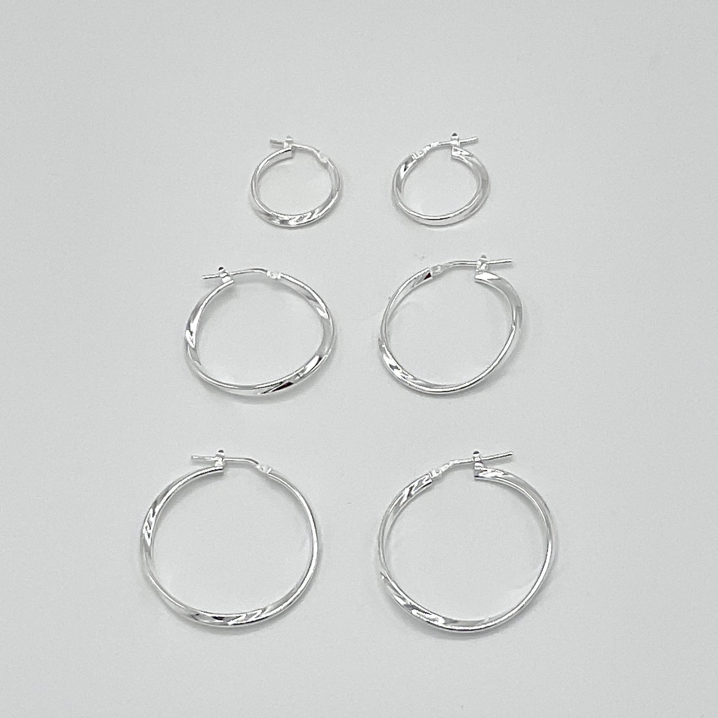Boucles D'Oreilles Créoles Argent925 Massif Torsadé
