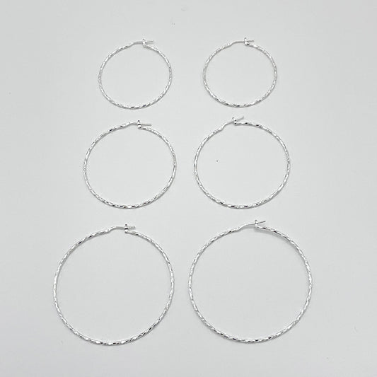 Boucles D'Oreilles Créoles Argent925 Massif Torsadé