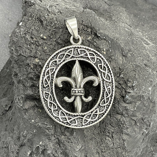 Pendentif Acier Inoxydable Fleur De Lys