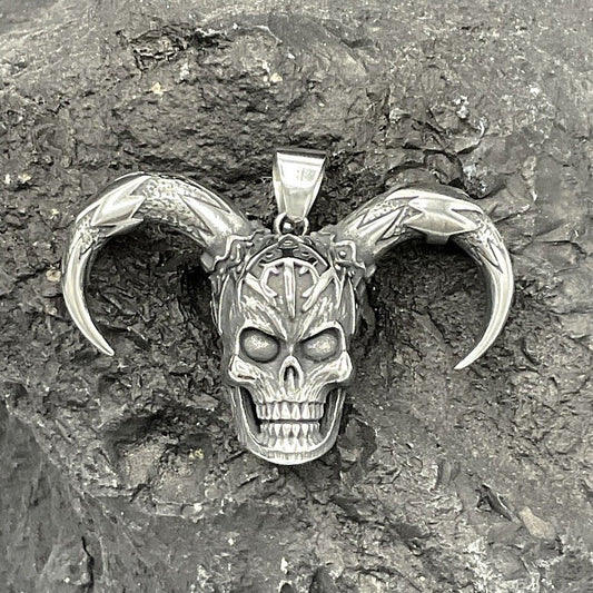 Pendentif Acier Inoxydable Crane Corne De Buffle