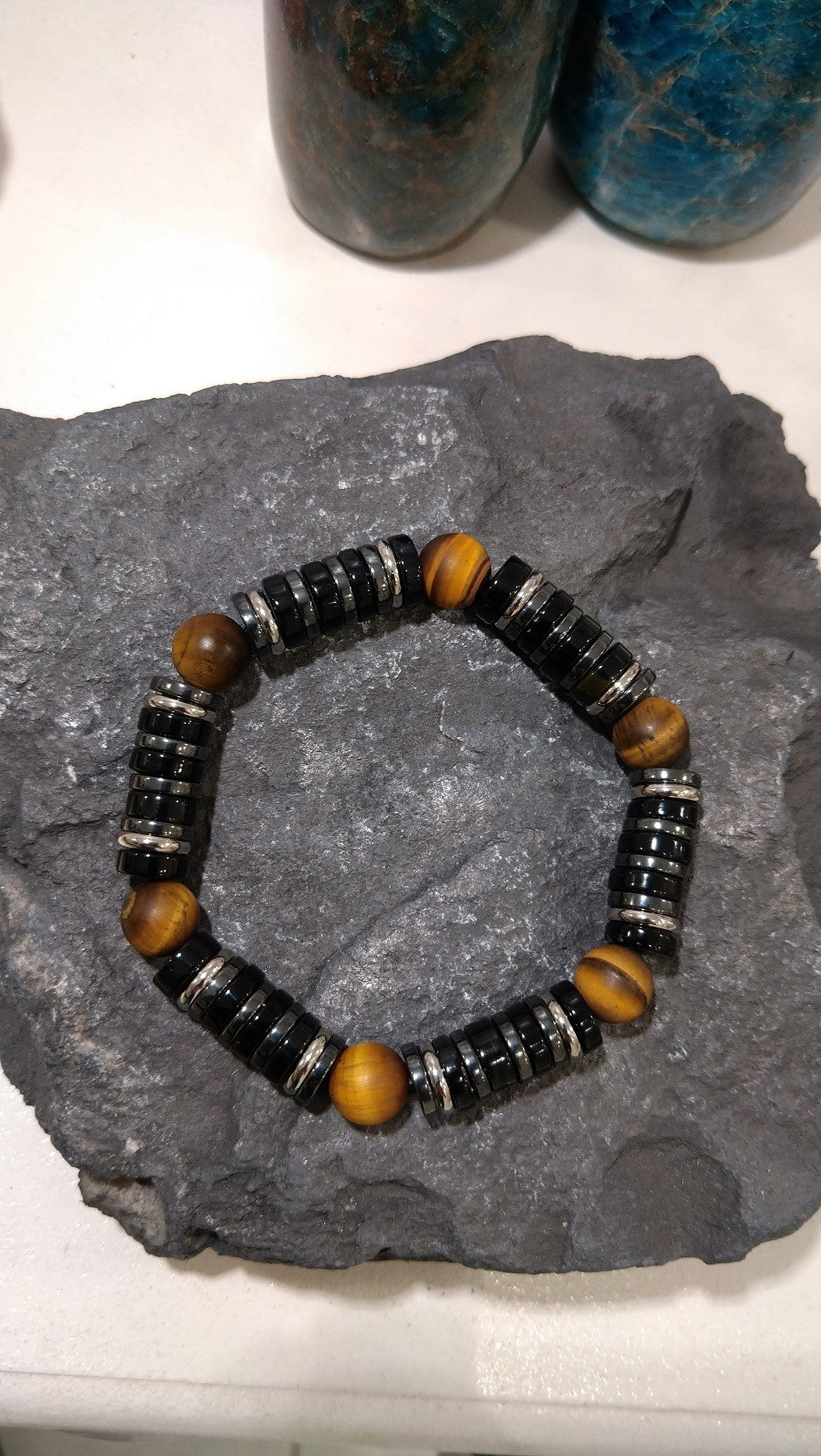 Bracelet Homme Pierre Naturelle Et Acier