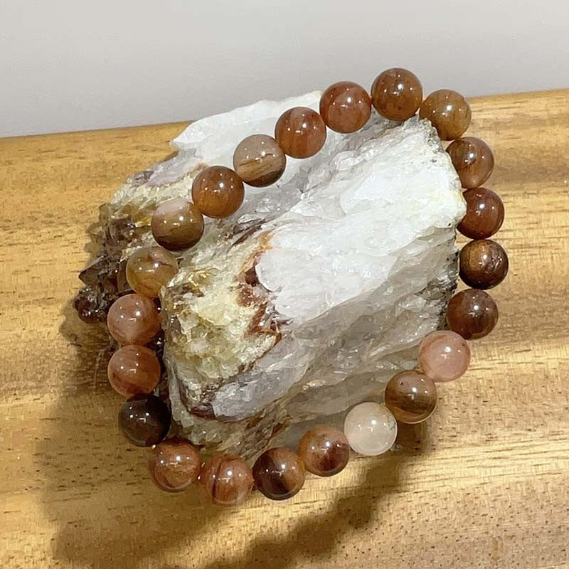 Bracelet Pierre Naturelle Agate Mousse Rouge