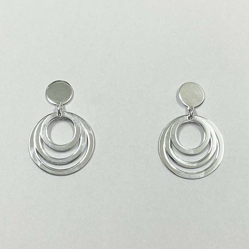 Boucles D'Oreilles Triple Ronds Argent