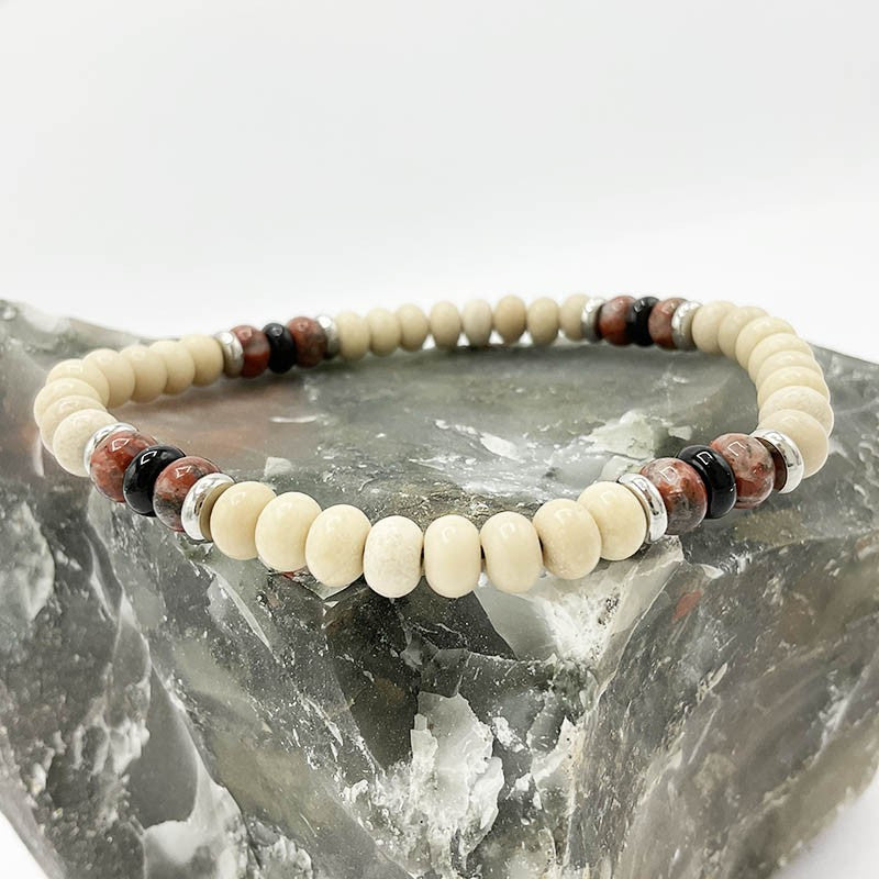 Bracelet Homme Pierre Naturelle Et Acier