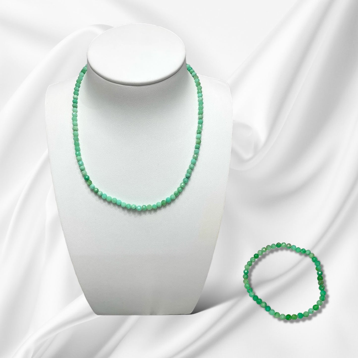 Bracelet Et Collier Pierre Naturelle Chrysoprase