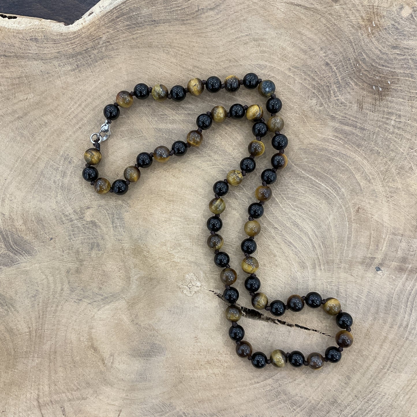 Collier L'Oeil De Tigre/Onyx Noir A 8Mm