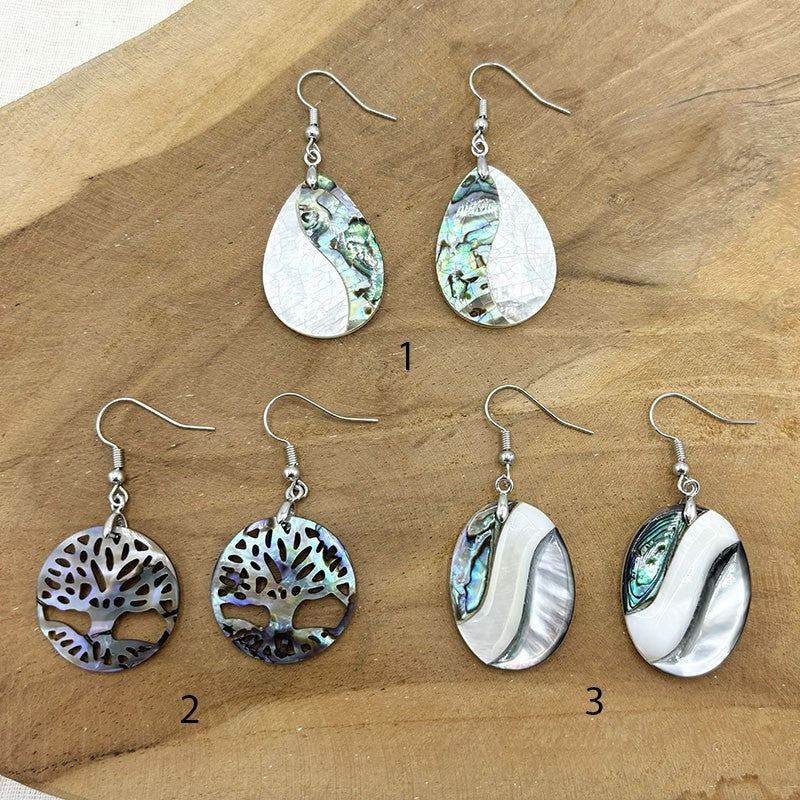 Boucles D'Oreilles En Abalone Et Nacre
